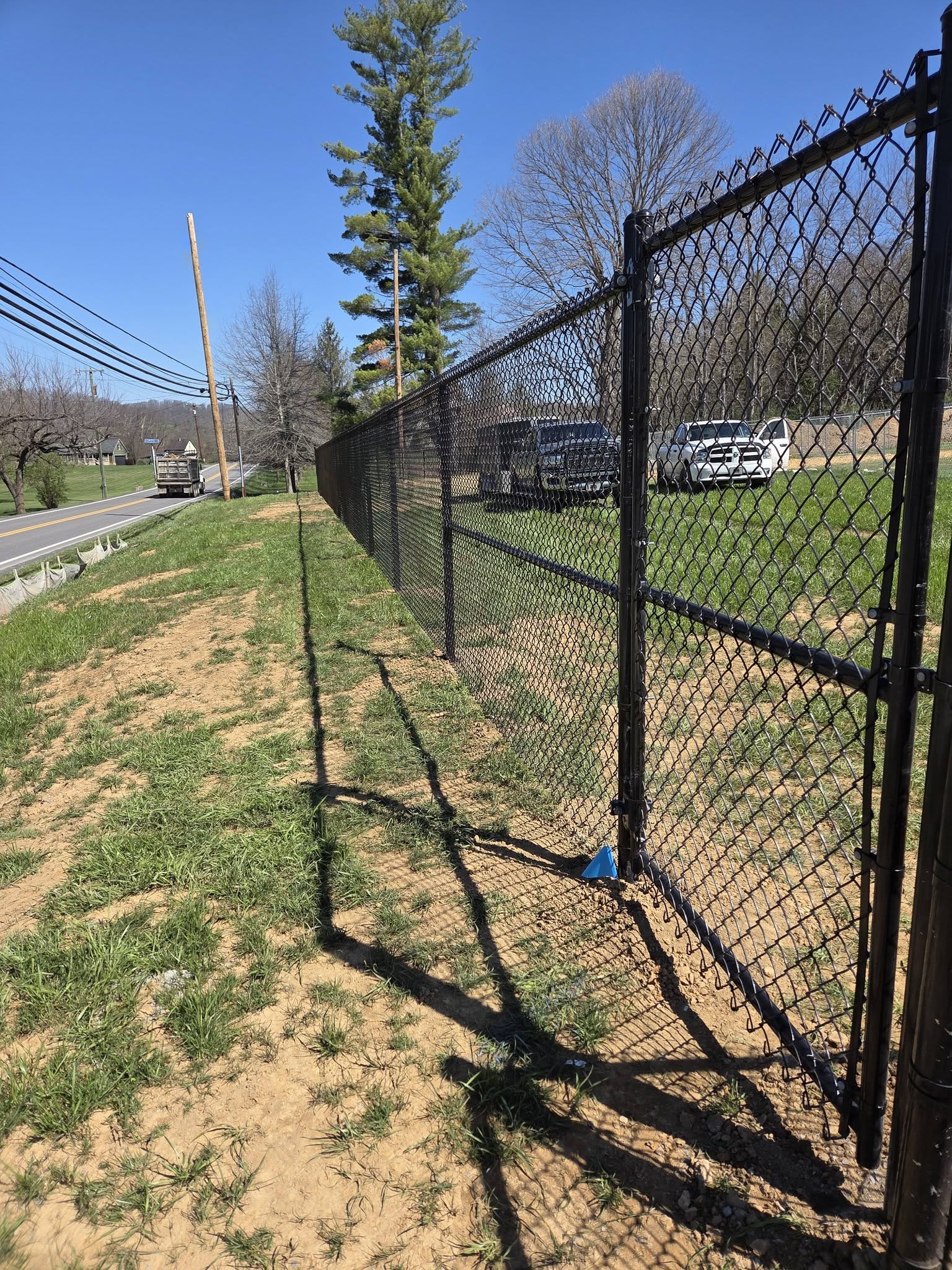 Black chain link fence
